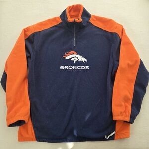 Denver Broncos Reebok NFL Team Navy and Orange Pullover Mens Large